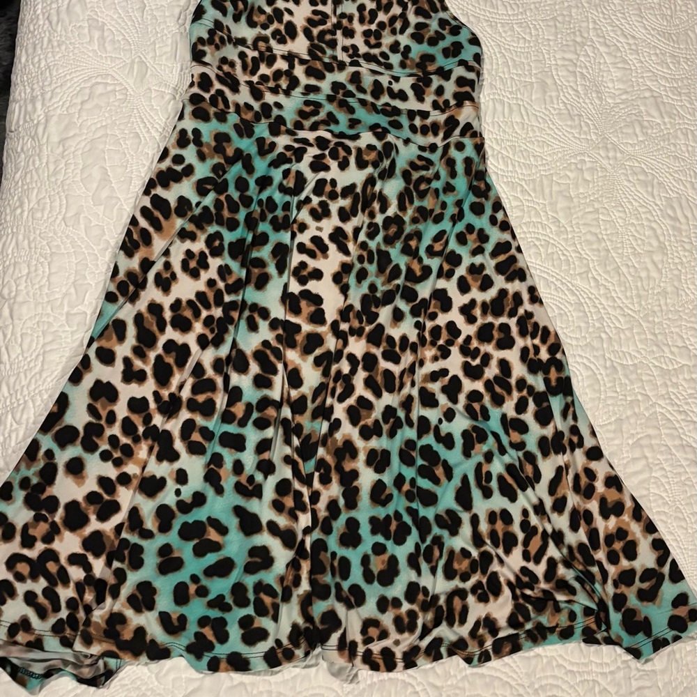 Forever 21 Mint and Black Leopard Print Dress